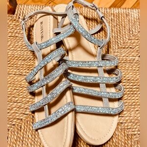 Steve Madden Glittery Silver Strappy Sandals size 10M